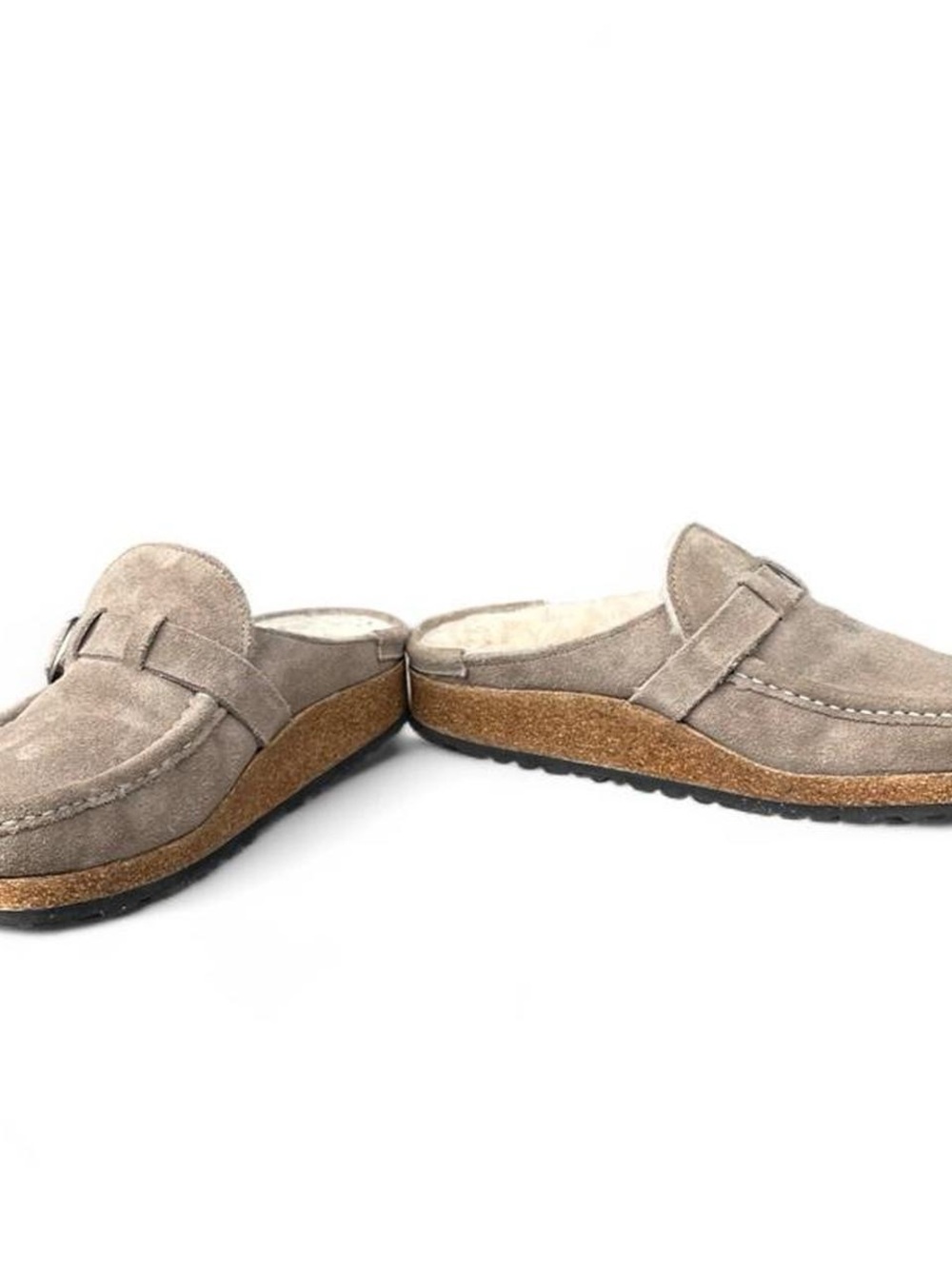 Birkenstock Buckley Shearling Taupe Suede Clogs EU 40 US Women’s 9 Narrow - Picture 3 of 8